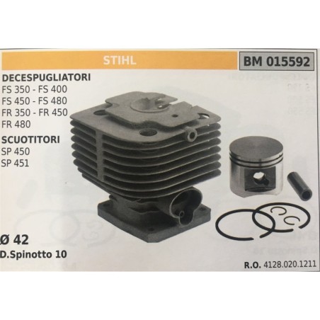 CILINDRO COMPLETO DI PISTONE E SEGMENTI BRUMAR STIHL DECESPUGLIATORI FS 350  FS 400 FS 450  FS 480 FR 350  FR 450 FR 480 SCUOTI