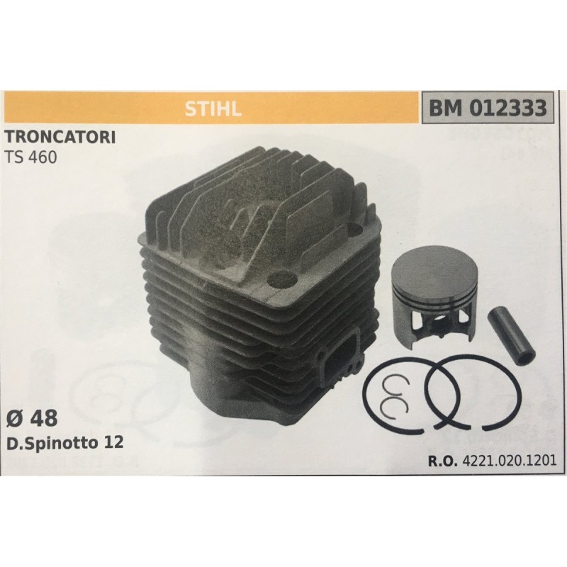 CILINDRO COMPLETO DI PISTONE E SEGMENTI BRUMAR STIHL TRONCATORI TS 460    Ø 48 D Spinotto 12