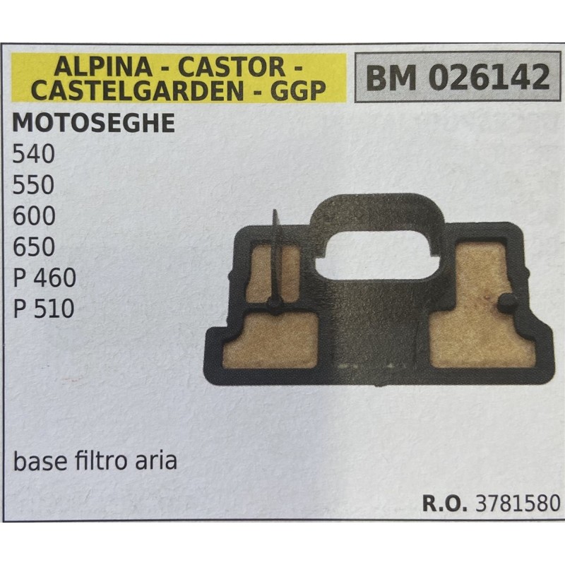 BRUMAR FILTRO ARIA ALPINA  CASTOR  CASTELGARDEN  GGP  MOTOSEGHE 540 550 600 650 P 460 P 510  base filtro aria RO 37818580