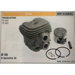 CILINDRO COMPLETO DI PISTONE E SEGMENTI BRUMAR STIHL TRONCATORI TS 410 TS 420    Ø 50 D Spinotto 10