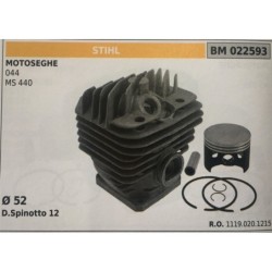 CILINDRO COMPLETO DI PISTONE E SEGMENTI BRUMAR STIHL MOTOSEGHE 044 MS 440    Ø 52 D Spinotto 12