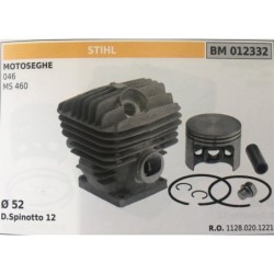 CILINDRO COMPLETO DI PISTONE E SEGMENTI BRUMAR STIHL MOTOSEGHE 046 MS 460    Ø 52 D Spinotto 12