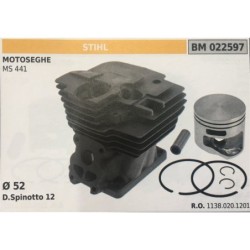 CILINDRO COMPLETO DI PISTONE E SEGMENTI BRUMAR STIHL MOTOSEGHE MS 441    Ø 52 D Spinotto 12
