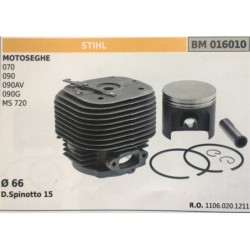 CILINDRO COMPLETO DI PISTONE E SEGMENTI BRUMAR STIHL MOTOSEGHE 070 090 090AV 090G MS 720    Ø 66 D Spinotto 15
