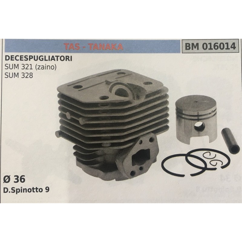 CILINDRO COMPLETO DI PISTONE E SEGMENTI BRUMAR TAS  TANAKA DECESPUGLIATORI SUM 321 (zaino) SUM 328    Ø 36 D Spinotto 9