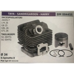 CILINDRO COMPLETO DI PISTONE E SEGMENTI BRUMAR TAYA  SANDRIGARDEN  HARRY DECESPUGLIATORI 2600ST LYK 26 GB 25 GBL 26 GTL 26 TAGL