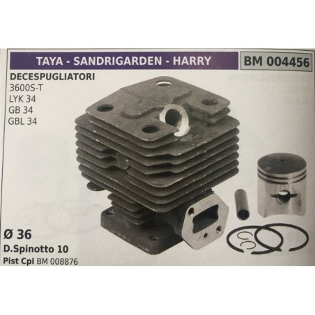 CILINDRO COMPLETO DI PISTONE E SEGMENTI BRUMAR TAYA  SANDRIGARDEN  HARRY DECESPUGLIATORI 3600ST LYK 34 GB 34 GBL 34    Ø 36 D S