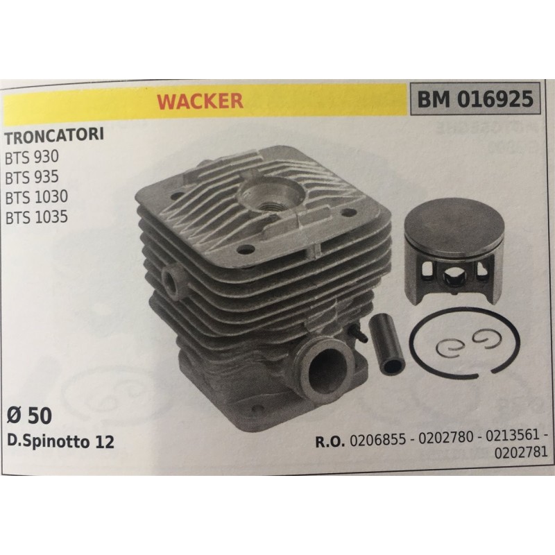 CILINDRO COMPLETO DI PISTONE E SEGMENTI BRUMAR WACKER TRONCATORI BTS 930 BTS 935 BTS 1030 BTS 1035    Ø 50 D Spinotto 12