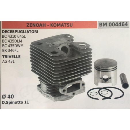 CILINDRO COMPLETO DI PISTONE E SEGMENTI BRUMAR ZENOAH  KOMATSU DECESPUGLIATORI BC 4310 645L BC 435DLM BC 435DWM BK 436FL TRIVEL