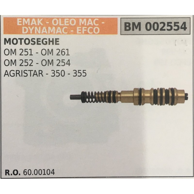 POMPA OLIO BRUMAR EMAK  OLEO MAC  DYNAMAC  EFCO MOTOSEGHE OM 251  OM 261 OM 252  OM 254 AGRISTAR  350  355