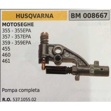 POMPA OLIO BRUMAR HUSQVARNA MOTOSEGHE 355  355EPA 357  357EPA 359  359EPA 455 460 461   pompa completa