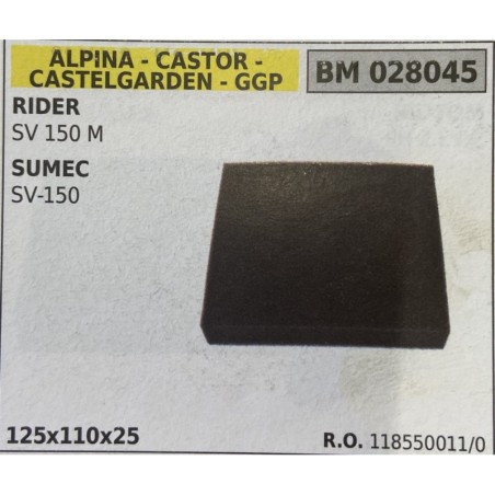 BRUMAR FILTRO ARIA ALPINA  CASTOR  CASTELGARDEN  GGP  RIDER SV 150 M  SUMEC  SV150  125x110x25 RO 1185500110