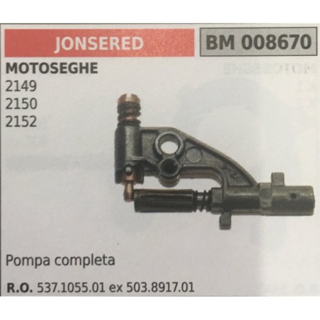 POMPA OLIO BRUMAR JONSERED MOTOSEGHE 2149 2150 2152   pompa completa