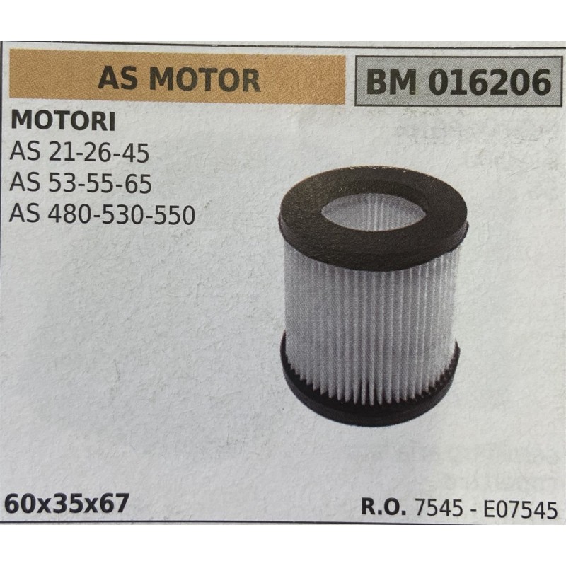 BRUMAR FILTRO AS MOTOR  MOTORI AS 212645 AS 535565 AS 480530550  60x35x67 RO 7545  E07545