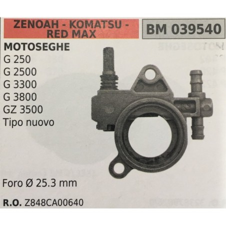 POMPA OLIO BRUMAR ZENOAH  KOMATSU  RED MAX MOTOSEGHE G 250 G 2500 G 3300 G 3800 GZ 3500 tipo nuovo   foro Ø 253 mm