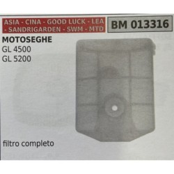 BRUMAR FILTRO ASIA  CINA  GOOD LUCK  LEA  SANDRIGARDEN  SWM  MTD  MOTOSEGHE GL 4500 GL 5200  filtro completo RO