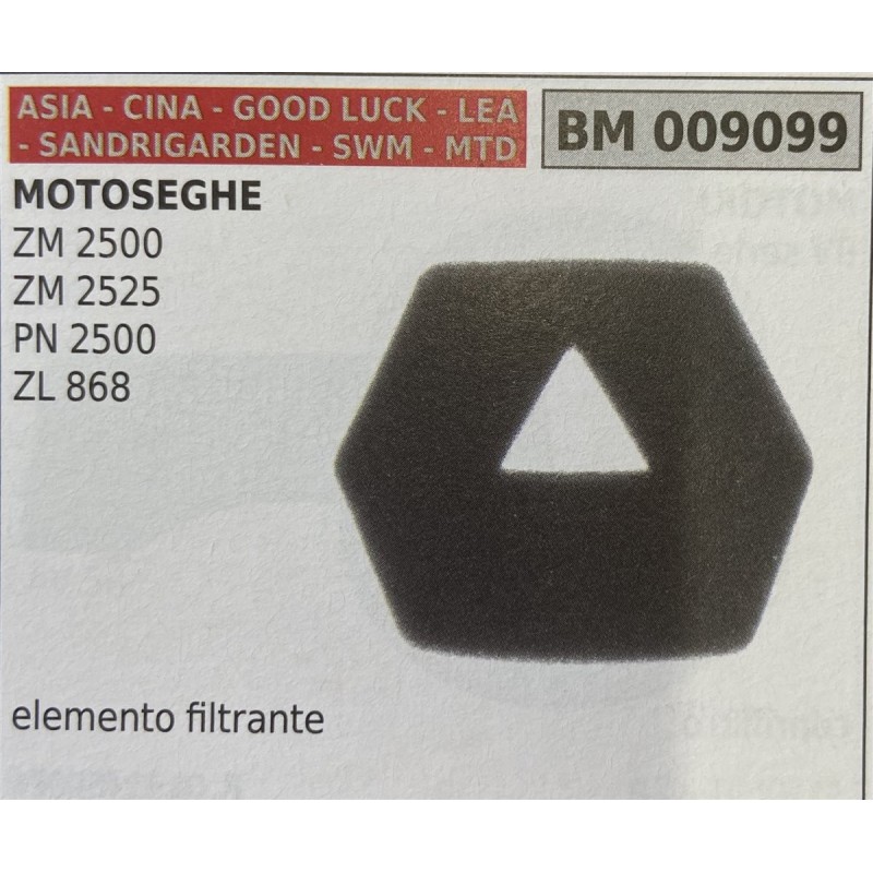 BRUMAR FILTRO ASIA  CINA  GOOD LUCK  LEA  SANDRIGARDEN  SWM  MTD  MOTOSEGHE ZM 2500 ZM 2525 PN 2500 ZL 868  elemento filtrante