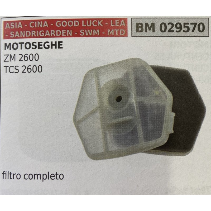 BRUMAR FILTRO ASIA  CINA  GOOD LUCK  LEA  SANDRIGARDEN  SWM  MTD  MOTOSEGHE ZM 2600 TCS 2600  filtro completo RO