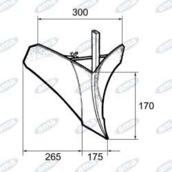 ASSOLCATORE MOTOZAPPA REGISTRABILE UNIVERSALE 30X10 GAMBO APERTURA REGOLABILE Dimensione Gambo 30x10 Apertura alette210 mm  300
