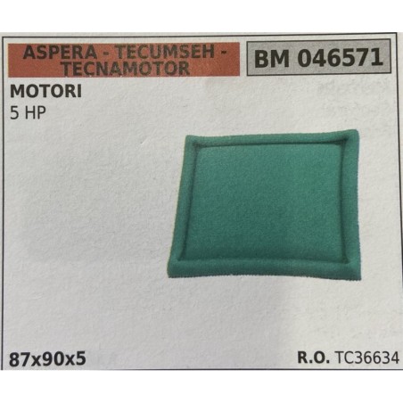 BRUMAR FILTRO ASPERA  TECUMSEH  TECNAMOTOR  MOTORI 5 HP  87x90x5 RO TC36634