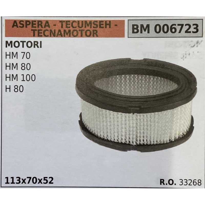 BRUMAR FILTRO ASPERA  TECUMSEH  TECNAMOTOR  MOTORI HM 70 HM 80 HM 100 H 80  113x70x52 RO 33268