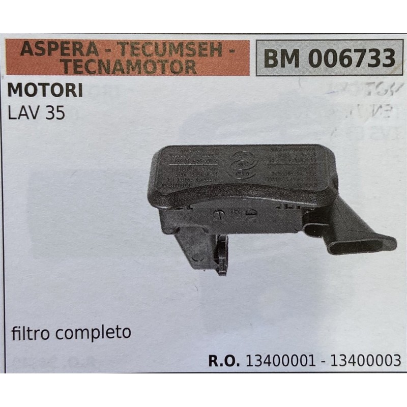 BRUMAR FILTRO ASPERA  TECUMSEH  TECNAMOTOR  MOTORI LAV 35  filtro completo RO 13400001  13400003