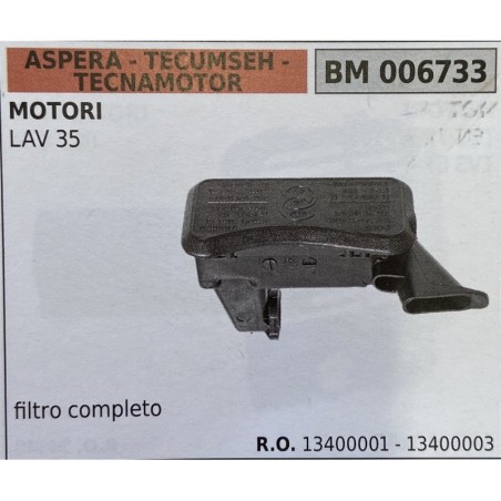 BRUMAR FILTRO ASPERA  TECUMSEH  TECNAMOTOR  MOTORI LAV 35  filtro completo RO 13400001  13400003