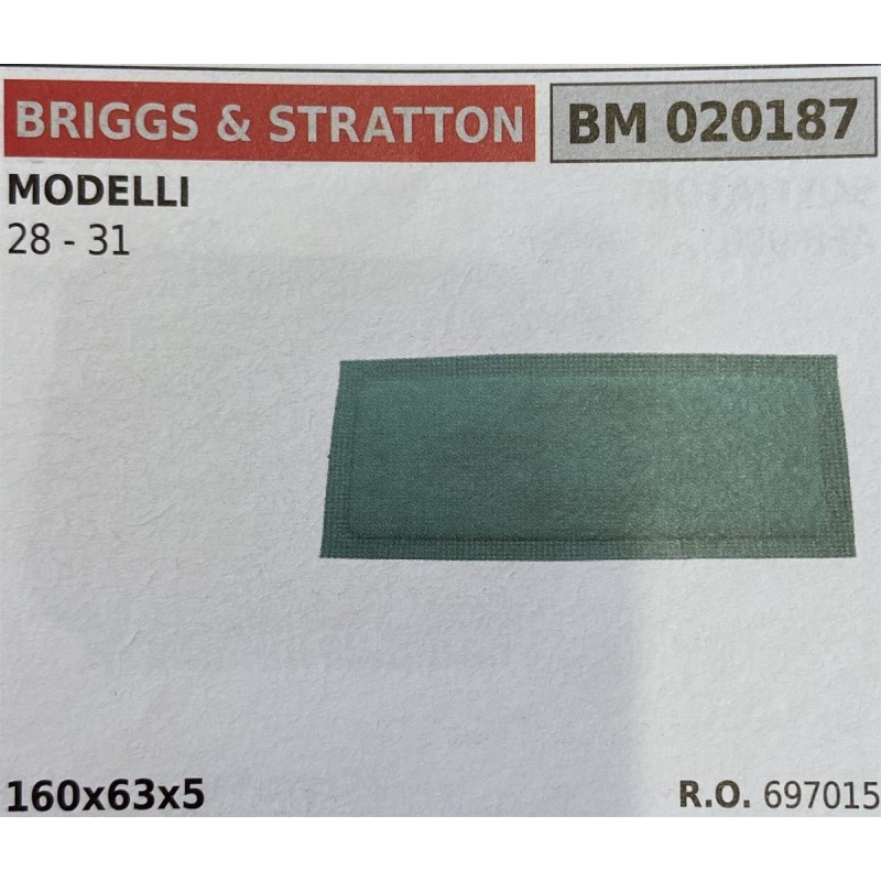 BRUMAR FILTRO BRIGGS & STRATTON  MODELLI 28  31  160x63x5 RO 697015