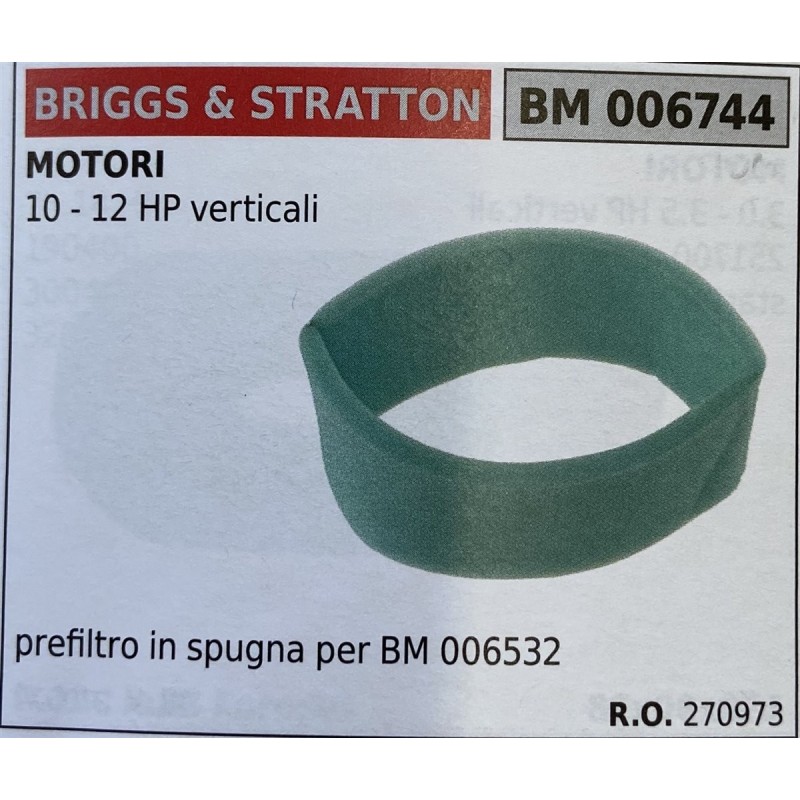 BRUMAR FILTRO BRIGGS & STRATTON  MOTORI 10  12 HP verticali  prefiltro in spugna per BM 006532 RO 270973
