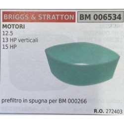 BRUMAR FILTRO BRIGGS & STRATTON  MOTORI 125 13 HP verticali 13 HP  prefiltro in spugna per BM 000266 RO 272403