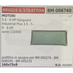BRUMAR FILTRO BRIGGS & STRATTON  MOTORI 55  9 Vanguard Industrial Plus 35  5  8  9 HP serie 133400  prefiltro in spugna per BM
