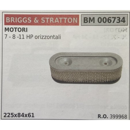 BRUMAR FILTRO BRIGGS & STRATTON  MOTORI 7  8  11 HP orizzontali  225x84x61 RO 399968