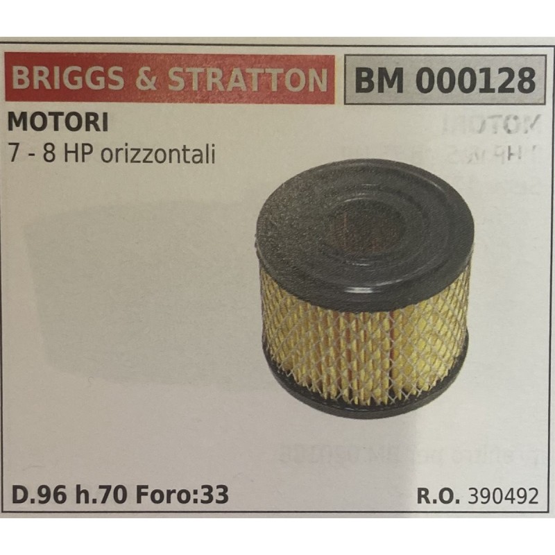 BRUMAR FILTRO BRIGGS & STRATTON  MOTORI 7  8 HP orizzontali  D96 h70 Foro:33 RO 390492