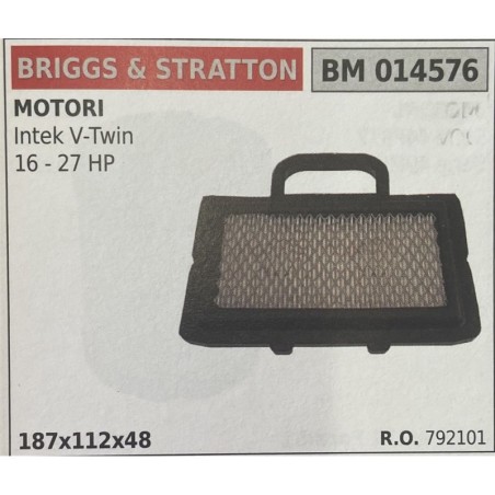 BRUMAR FILTRO BRIGGS & STRATTON  MOTORI Intek VTwin 16  27 HP  187x112x48 RO 792101