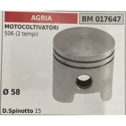BRUMAR PISTONE COMPLETO AGRIA  MOTOCOLTIVATORI 506 (2 tempi)  Ø 58 DSpinotto 15  RO