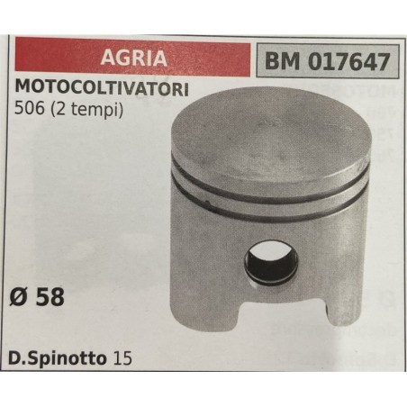 BRUMAR PISTONE COMPLETO AGRIA  MOTOCOLTIVATORI 506 (2 tempi)  Ø 58 DSpinotto 15  RO