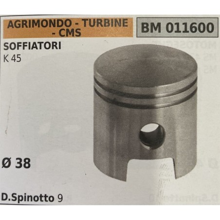 BRUMAR PISTONE COMPLETO AGRIMONDO  TURBINE  CMS  SOFFIATORI K 45  Ø 38 DSpinotto 9  RO