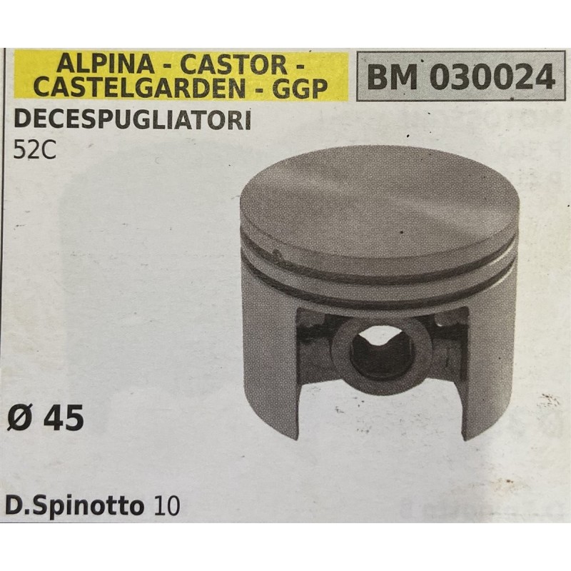 BRUMAR PISTONE COMPLETO ALPINA  CASTOR  CASTELGARDEN  GGP DECESPUGLIATORI 52C  Ø 45 DSpinotto 10  RO
