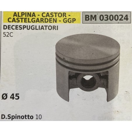 BRUMAR PISTONE COMPLETO ALPINA  CASTOR  CASTELGARDEN  GGP DECESPUGLIATORI 52C  Ø 45 DSpinotto 10  RO
