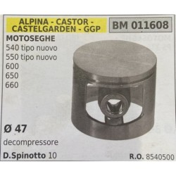 BRUMAR PISTONE COMPLETO ALPINA  CASTOR  CASTELGARDEN  GGP MOTOSEGHE 540 tipo nuovo 550 tipo nuovo 600 650 660  Ø 47 decompresso