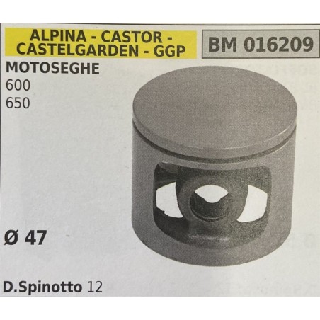 BRUMAR PISTONE COMPLETO ALPINA  CASTOR  CASTELGARDEN  GGP MOTOSEGHE 600 650  Ø 47 DSpinotto 12  RO