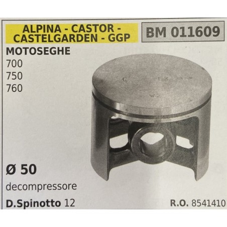 BRUMAR PISTONE COMPLETO ALPINA  CASTOR  CASTELGARDEN  GGP MOTOSEGHE 700 750 760  Ø 50 decompressore DSpinotto 12  RO 8541410