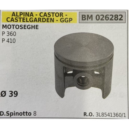 BRUMAR PISTONE COMPLETO ALPINA  CASTOR  CASTELGARDEN  GGP MOTOSEGHE P 360  P 410  Ø 39 DSpinotto 8  RO 3L85413601