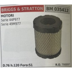 BRUMAR FILTRO BRIGGS & STRATTON  MOTORI Serie 44P977 Serie 49M977  D76 h120 Foro:51 RO 798897