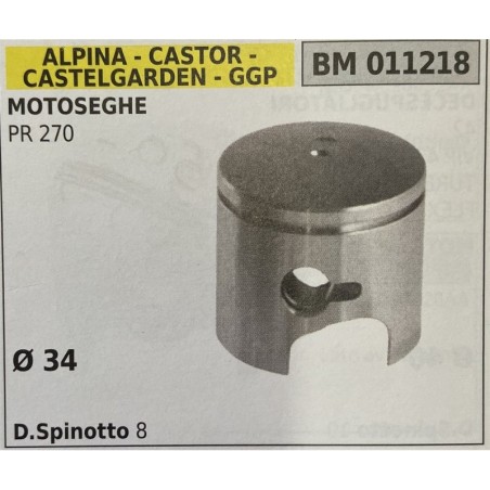 BRUMAR PISTONE COMPLETO ALPINA  CASTOR  CASTELGARDEN  GGP MOTOSEGHE PR 270  Ø 34 DSpinotto 8  RO