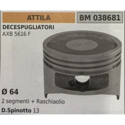 BRUMAR PISTONE COMPLETO ATTILA DECESPUGLIATORI AXB 5616 F  Ø 64 2 segmenti + raschiaolio DSpinotto 13  RO