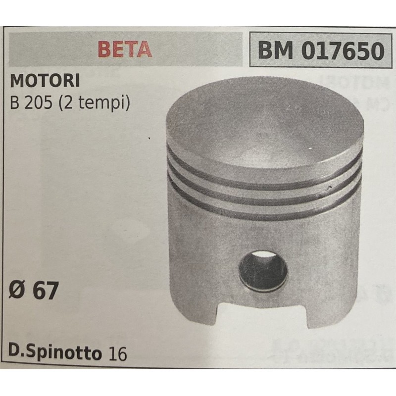 BRUMAR PISTONE COMPLETO BETA MOTORI B 205 (2 tempi)  Ø 67 DSpinotto 16  RO