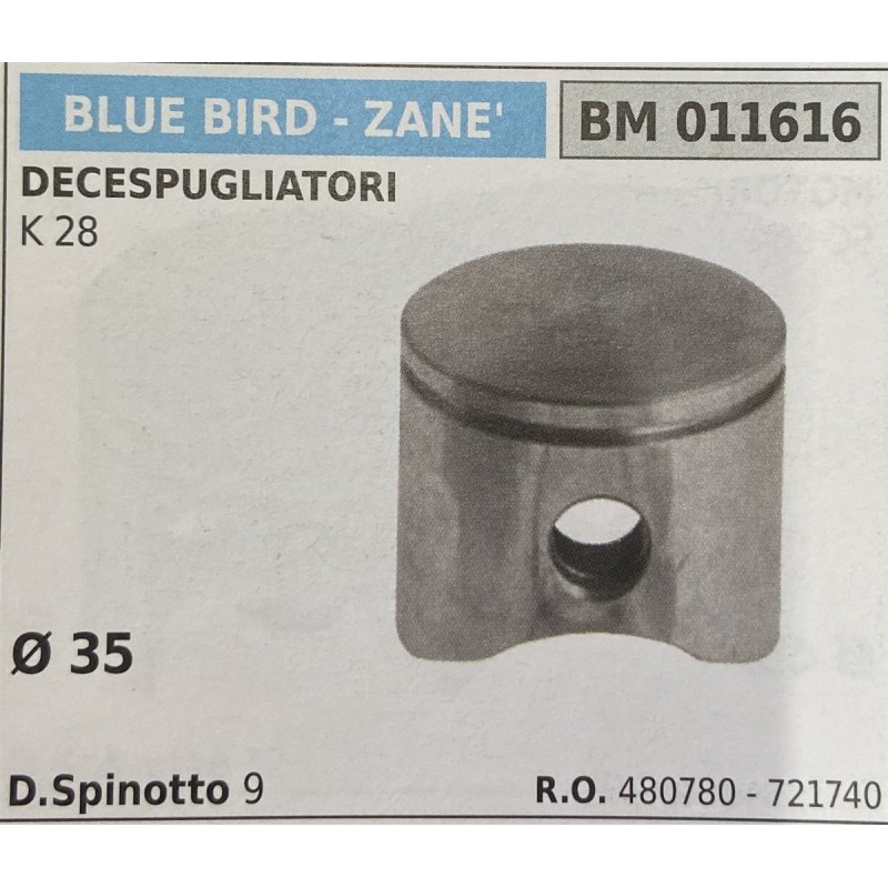 BRUMAR PISTONE COMPLETO BLUE BIRD  ZANE' DECESPUGLIATORI K 28  Ø 35 DSpinotto 9  RO 480780  721740