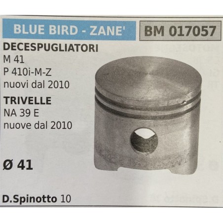 BRUMAR PISTONE COMPLETO BLUE BIRD  ZANE' DECESPUGLIATORI M 41 P 410iMZ nuovi dal 2010 TRIVELLE NA 39 E nuove dal 2010  Ø 41 DSp
