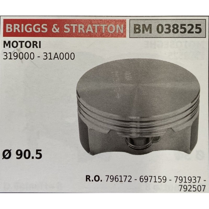 BRUMAR PISTONE COMPLETO BRIGGS & STRATTON MOTORI 319000  31A000  Ø 905 DSpinotto   RO 796172  697159  791937  792507